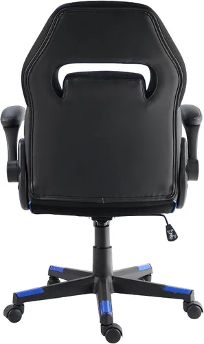 Vista 5 de NuSparc SpawnSafe - Silla para videojuegos, altura ajustable, reposabrazos abatibles, giro de 360°, negro/azul