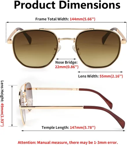 Vista 4 de FEISEDY Gafas de sol cuadradas Pilot B2953 con lentes degradadas retro pequeñas de metal