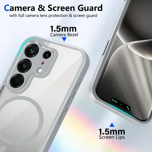Vista 383 de Funda magnética transparente compatible con Xiaomi 17T, color negro 2 en 1 PC + TPU cubierta de teléfono a prueba de golpes, carcasa protectora