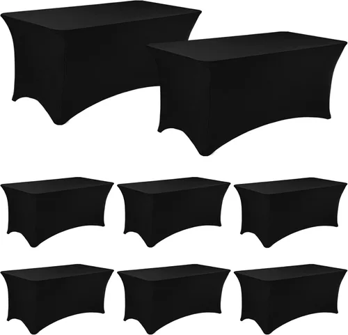 Vista 17 de Paquete de 2 manteles rectangulares de elastano de 6 pies, lavables, resistentes a las arrugas, para mesas plegables, bodas, fiestas, cumpleaños