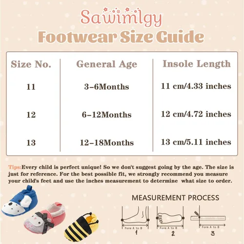 Vista 6 de Sawimlgy Pantuflas de dibujos animados para recién nacidos, para bebés, niños y niñas, suela antideslizante suave, suela antideslizante, zapatos