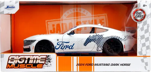 Vista 7 de Jada Big Time Muscle 1:24 2024 Ford Mustang GT Dark Horse - Auto fundido a presión, juguetes para niños y adultos