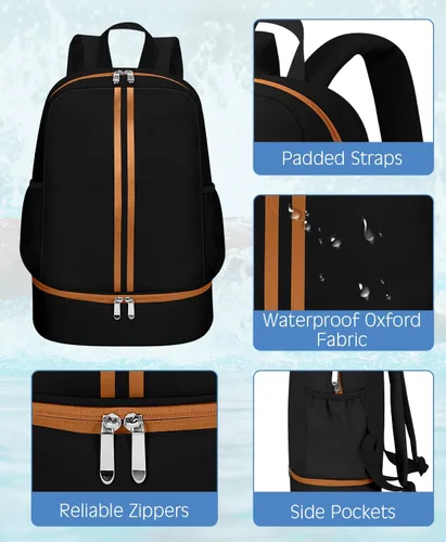 Vista 4 de HowFly Mochila de gimnasio, bolsa de gimnasio para mujeres y hombres, mochila deportiva con compartimento para zapatos, bolsa de entrenamiento