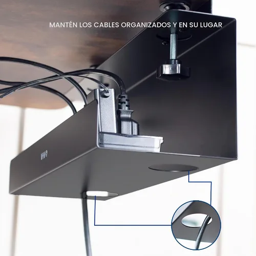 Vista 2 de VIVO Sin taladro Abrazadera de 17 pulgadas para administración de cables de extensión de alimentación Bandeja de administración de cables debajo