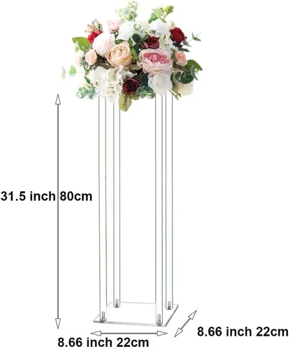 Vista 6 de Juego de 10 soportes de flores de acrílico, 31.5 pulgadas de alto, soporte para jarrón de flores para boda, centro de mesa para mesas
