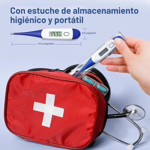 Vista 6 de Boncare Termómetro digital de 10 segundos para adultos y niños, termómetro rectal preciso y seguro para bebé con alarma de fiebre, termómetro oral