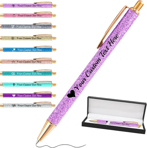 Vista 44 de Bolígrafos personalizados con purpurina con nombre a granel, 10 unidades, bolígrafos personalizados con punta de lápiz digital para mujeres y niñas
