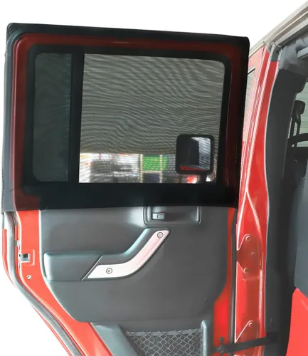 Vista 9 de Savadicar Parasoles para Ventana Delantera, Parasol de Malla Transpirable para Ventana Lateral, Red Protectora Solar Elástica Compatible con Jeep