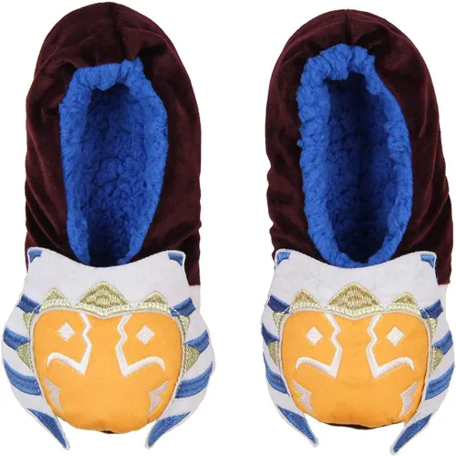 Vista 2 de Bioworld Star Wars - Pantuflas Clone Wars Ahsoka Tano con suela antideslizante para mujeres y hombres, Ahsoka Tano
