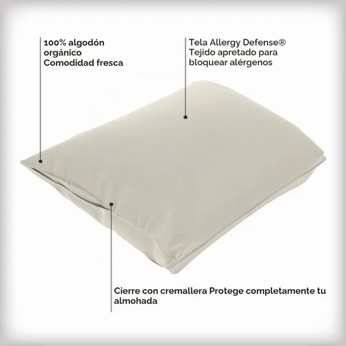 Vista 2 de AllerEase - Protector de almohada de algodón cultivado orgánicamente