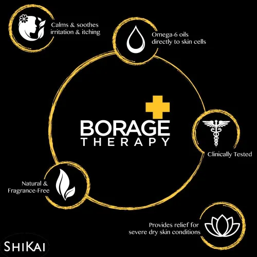 Vista 5 de ShiKai Borage Therapy Loción para piel seca hidratante corporal (8 onzas) sin perfume Loción hidratante para manos y cuerpo secos Con avena