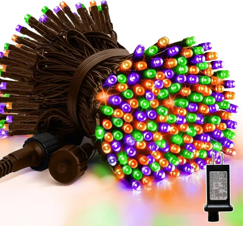 Vista 8 de Cadena de luces decorativas navideñas de 33 pies, 100 luces LED de alambre verde, luces de hadas estrelladas enchufables, 16 modos de iluminación