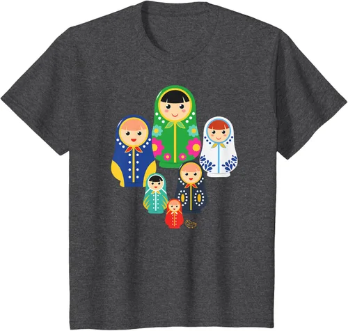 Vista 28 de Matryoshka Russian Nesting Dolls, Rusia - Camiseta de regalo, Azul / Patchwork, S