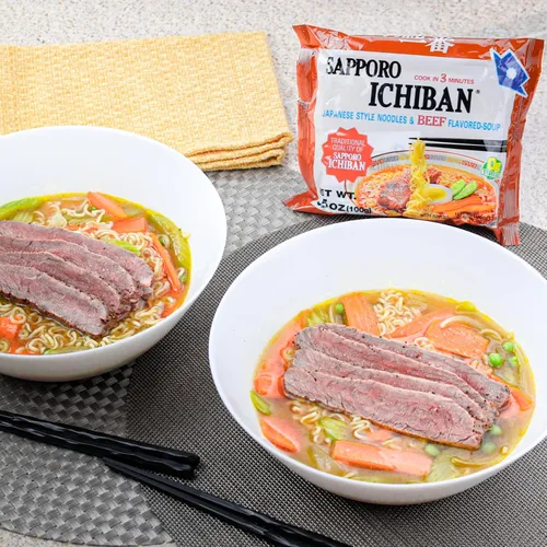 Vista 6 de [SAPPORO ICHIBAN] Fideos Ramen, sabor a carne, fideos instantáneos japoneses de sabor nº 1 (3.5 onzas x 24 paquetes) Paquete de 24