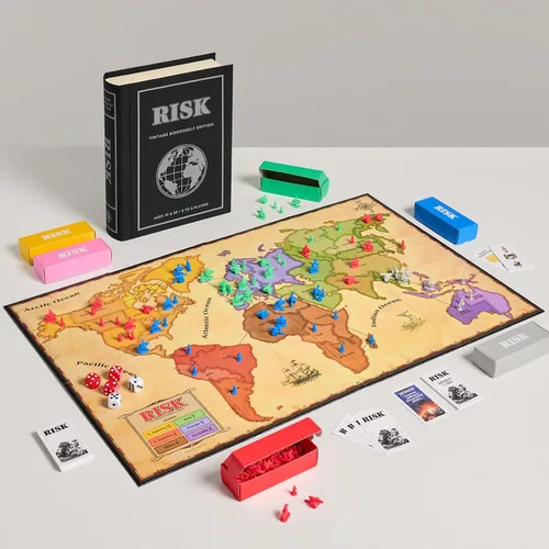Vista 3 de WS Game Company Risk Vintage Bookshelf Edition Juego de mesa de estrategia
