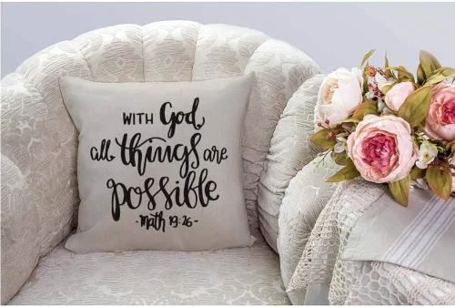 Vista 2 de HGOD DESIGNS Funda de almohada con versículo bíblico, esperanza cristiana religiosa con Dios, todas las cosas son posibles, fundas de almohada