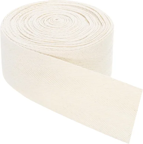 Vista 36 de uxcell Cinta de sarga, 1 cinta de tela de algodón de 11 yardas x 0.315 in, rollo de cinta de espiga para ropa, accesorios, bolsas (beige y blanco)