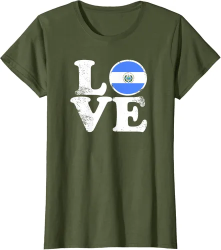 Vista 77 de Love El Salvador Flag tShirt Home Pride Distressed Tee T-Shirt