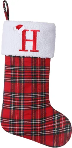 Vista 43 de Calcetines de Navidad bordados con monograma inicial de 20 pulgadas, decoración de Navidad, calcetines personalizados, decoración de temporada