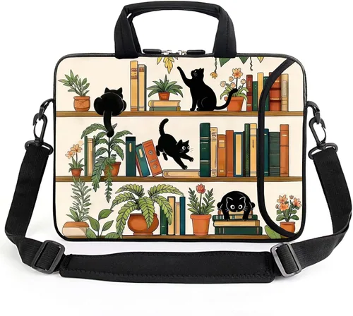 Vista 7 de Funda para laptop de 15.6 pulgadas, estuche para chromebook, correa de hombro ajustable con asa, bolsillo para accesorios (Galaxias azules)