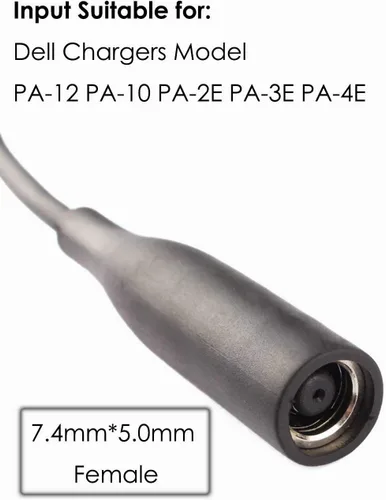 Vista 2 de Cable convertidor de punta para Dell, adaptador de conector de punta dongle convertidor cable adaptador para fuente de alimentación Dell compatible