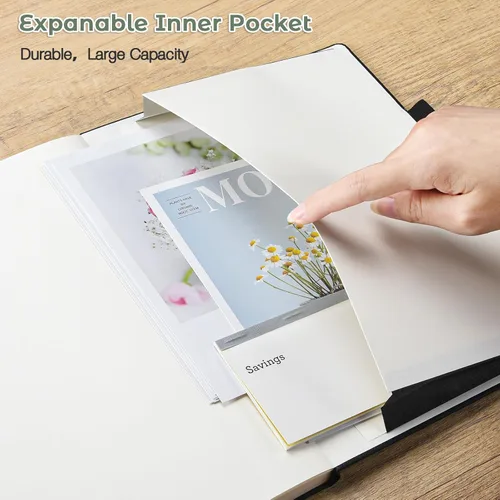 Vista 4 de Paquete de 3 cuadernos con rayas universitarias, cuaderno de cuero de tapa dura A4 para trabajo, cuaderno rayado diario para mujeres, hombres, 192