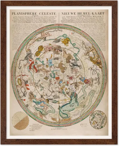 Vista 58 de Poster Master Póster celestial – Impresión del mapa de las estrellas – Regalo para astronomía, fanáticos lunares – Arte vintage para el hogar