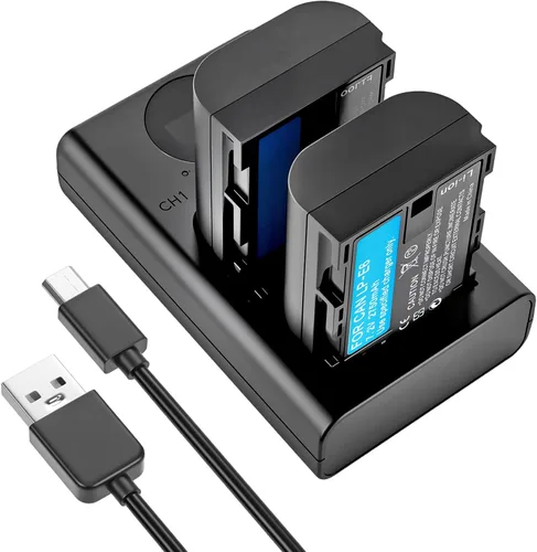 Vista 10 de Paquete de 2 baterías de alta capacidad LP-E6/LP-E6N/LP-E6NH de 2750 mAh para Canon EOS R Series (R,R5,R6 Mark II,R5C,R6,R6II,R7), Serie 5D