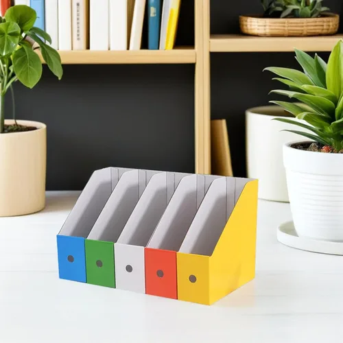 Vista 6 de PartyKindom File Organizer Rack with Independent Boxes Paper Book Stand for Students and Office Desktop Storage Practical Document Holder with for