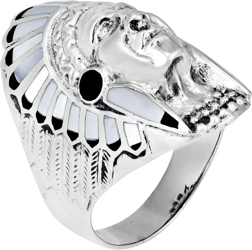 Vista 3 de Anillo de plata de ley 925 de AeraVida Nativo Americano y Onyx Negro de Imitación