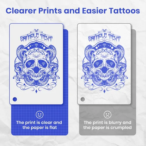 Vista 3 de Impresora de plantillas de tatuajes para artistas de tatuajes y principiantes, con 3 piezas de papel de transferencia de tatuajes y papel plegado