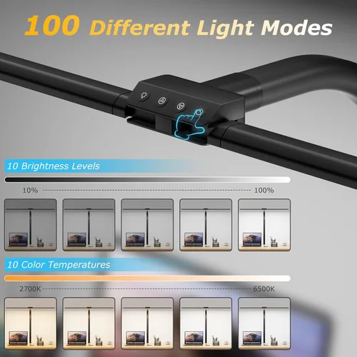 Vista 2 de Lámpara de escritorio, Lámparas de escritorio LED para oficina en casa, Lámpara de arquitecto para cuidado de los ojos para escritorio