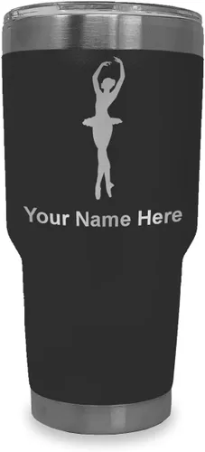 Vista 27 de LaserGram Vaso aislado al vacío de 20 onzas, bailarina de ballet, grabado personalizado incluido (negro)