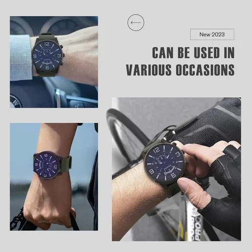 Vista 5 de DOUKOU Men's Watches Analog Watch Timepiece Minimalist Fashion Easy Read Adjutable Silicone Strap Sapphire Glass Watch Round 3D Numeral Dial Watch