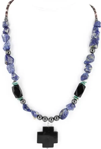 Vista 3 de $270Tag Collar nativo de lapislázuli de plata Navajo turquesa Onyx 371058193807 Hecho por Loma Siiva, Metal Piedra, turquesa estabilizada