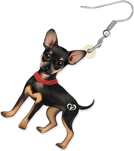 Vista 4 de NEWEI Aretes colgantes de acrílico para perros de Chihuahua Dulce Chihuahua, para mujeres, niños, cachorros, animales, joyería de regalo