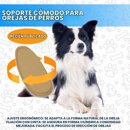 Vista 3 de Juego de 4 cintas de soporte para orejas de perro Doberman dog ear support kit, 4 sets + 2 extra tape rolls, for doberman, samoyed, natural