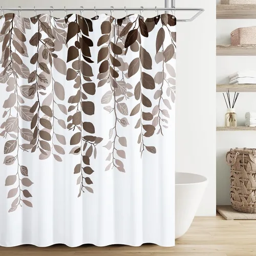 Vista 30 de BOODII Cortinas de ducha negras de 36 x 72 pulgadas, cortina de ducha de eucalipto de primavera para baño, cortina de baño con textura de flameado