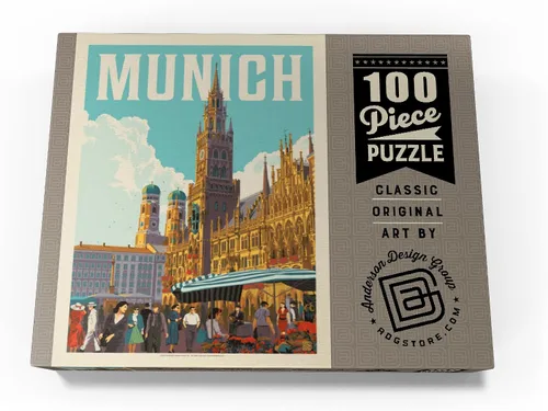 Vista 4 de MyPuzzle Alemania: Munich, póster vintage, rompecabezas de 100 piezas para adultos