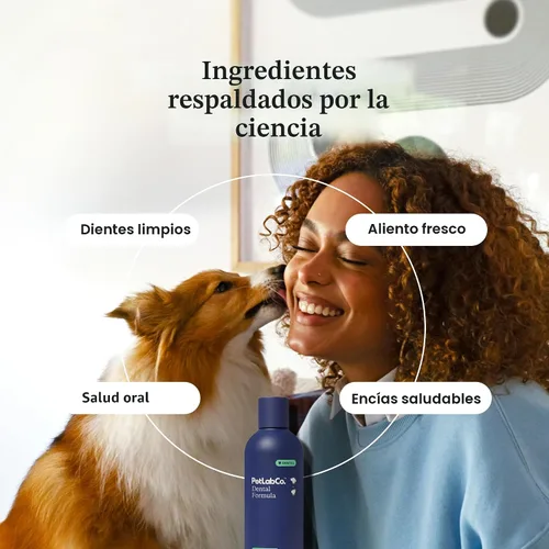 Vista 3 de PetLab Co. Fórmula dental para gatos y perros, mantiene el aliento del perro fresco y los dientes limpios, apoya la salud de las encías. Aditivo