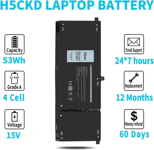 Vista 6 de Batería H5CKD de 53 V para Dell Inspiron 7506 7405 7306 7300 7500 5406 5400 2 en 1 plata 5502 5501 5402 5401 5505 5300 5301 5500 8 550 9 Latitude