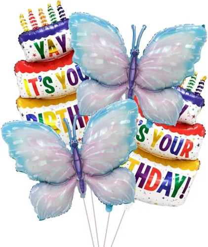 Vista 12 de 2 globos de cumpleaños grandes de 41 pulgadas inflados de Mylar para suministros de fiesta de cumpleaños, decoración de baby shower
