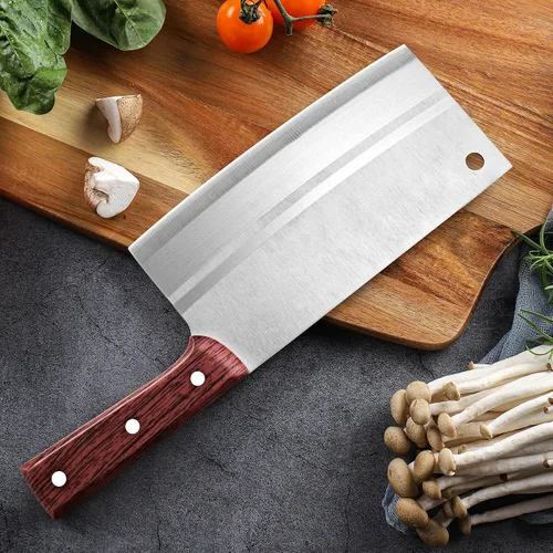 Vista 8 de TJ POP Cuchilla China de Chef, Cuchillo de Acero Inoxidable de 7.5 Pulgadas con Mango Ergonómico, Cuchillo de Cocina Ultra Afilado para Hogar