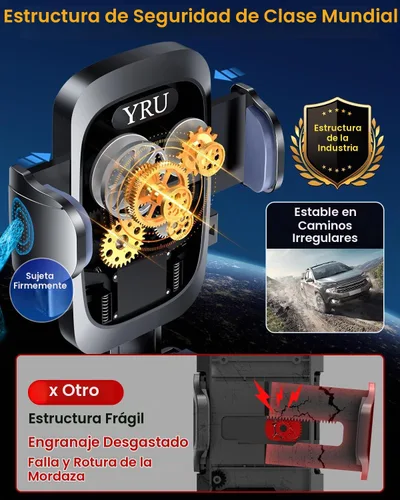 Vista 4 de YRU Soporte de teléfono celular para salpicadero de automóvil, con patente y grado militar, soporte de teléfono celular para ventilación de Negro