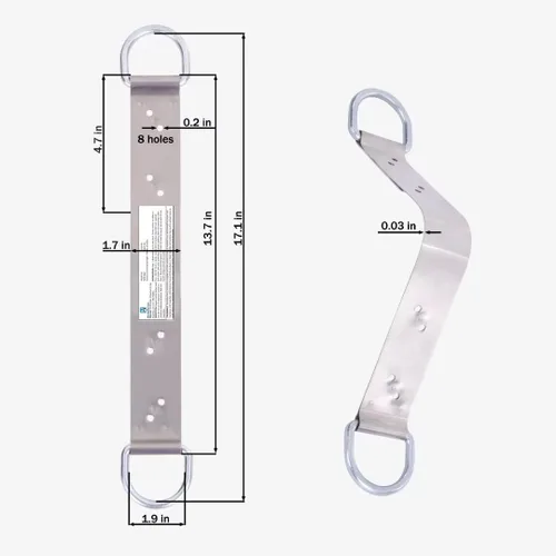 Vista 2 de Soporte de anclaje de techo permanente de protección contra caídas de acero, herramientas de techo ligeras de 18 pulgadas con 10 clavos SS