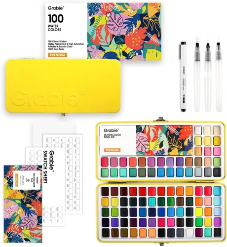 Vista 7 de Grabie Watercolor Paint Set of 100 Color with Brush Pens