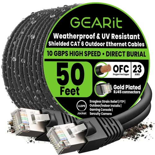 Vista 19 de GEARit - Cable Ethernet Cat6 para exteriores (3 m) 23AWG de cobre puro, FTP, LLDPE, impermeable, entierro directo, en tierra, resistente a UV, POE
