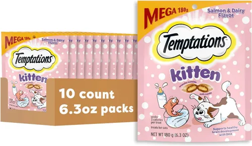 Vista 11 de Temptations Kitten Crunchy and Soft Cat Treats sabor pollo y lácteos, bolsa de 3 onzas, (paquete de 12)