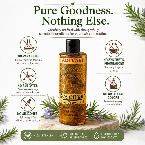 Vista 4 de BlueQueen Adivasi - Aceite natural puro para el cabello, hecho por Pure Adivasi, aceite indio para el cabello para hombres y mujeres, aceite bio