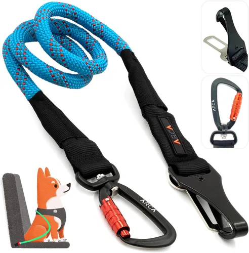 Vista 8 de Cinturón de seguridad para perro Cinturón de seguridad universal para automóvil para mascotas con cuerda de escalada reflectante, mosquetón